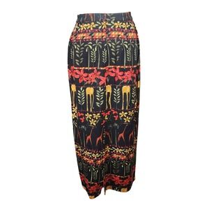 River Ridge Trading Maxi Skirt Womens M Rayon Blend Giraffe Elephant Safari VTG